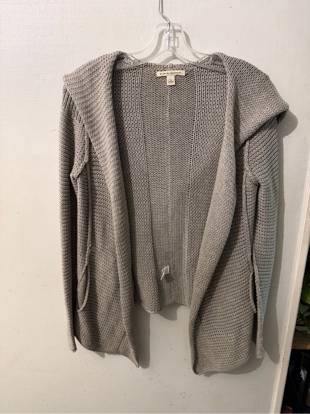 Banana Republic Gray Open-Front Hooded Knit Cardigan
